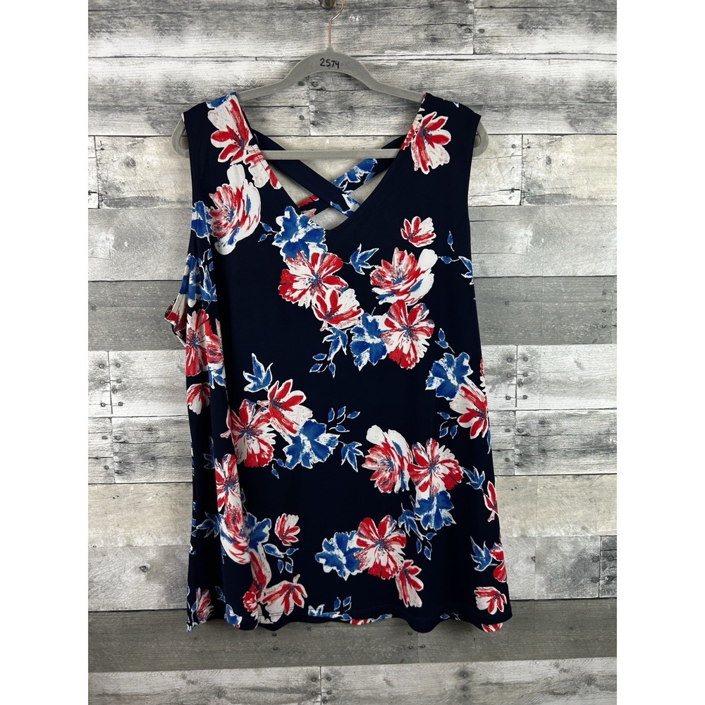 Roz & Ali 3X Sleeveless Floral Blouse